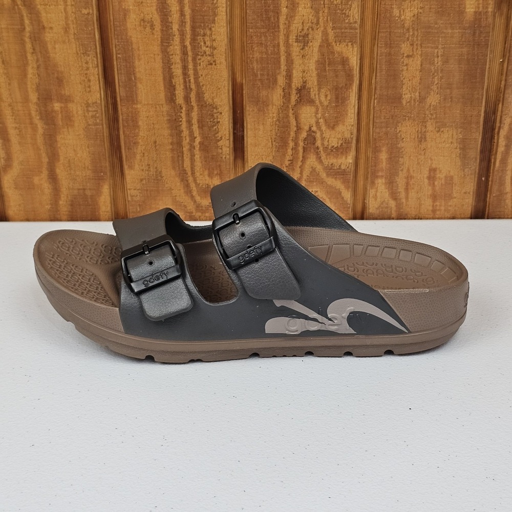 Gdefy Upbov Men's Size 9 Slide Recovery Sandals Brown Cushy Support Buckles - Picture 4 of 10